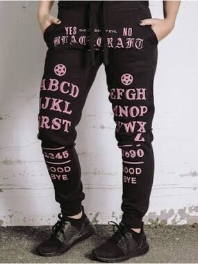 Black Craft Cult Sweatpants Joggers Size XL IV Black Pink Ouija Board Design